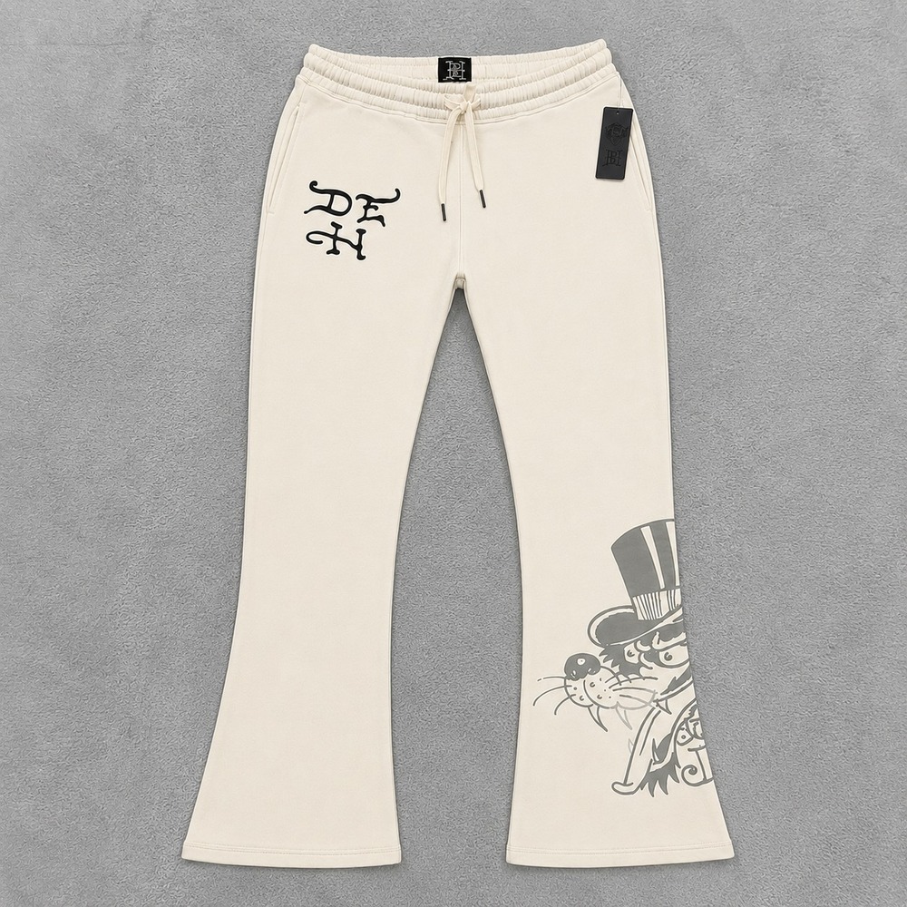 Ed Hardy Sweatpants Men Large Cobra Snake Y2k Cream Bootcut Graphic Flame Jogger